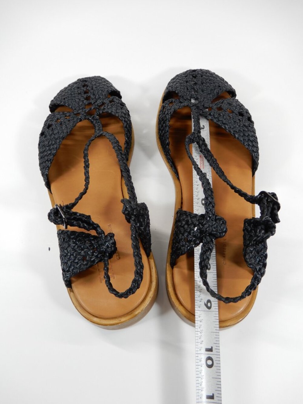 HEREU Sorolla Slingback Flat SANDALS 37 6.5 Black Woven Raffia Leather NEW $590 - Picture 9 of 14